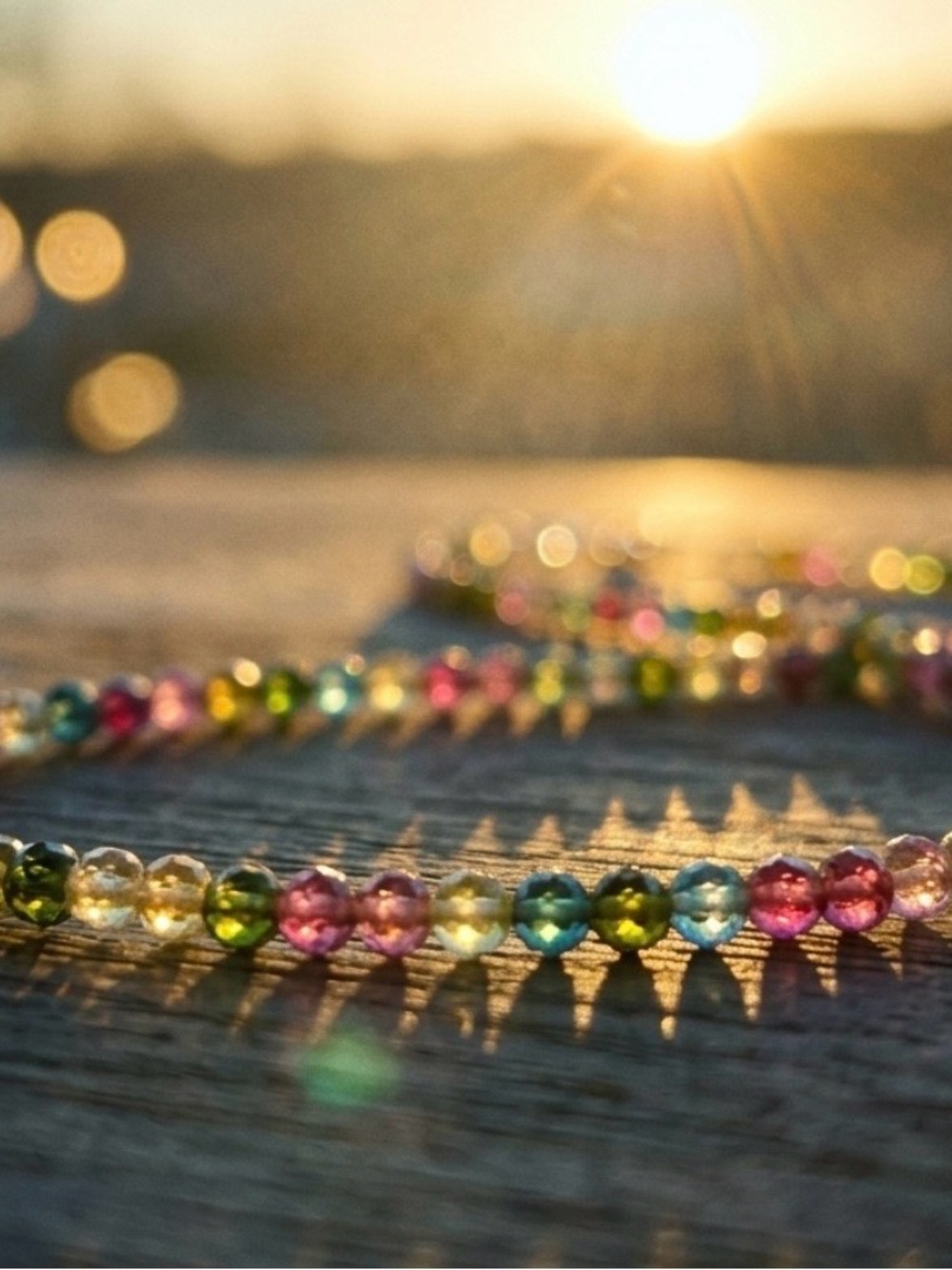 Tourmaline faceted Glass Bead Necklace -